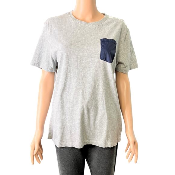 Michael Kors Spellout Tee Gray With Black Pocket Casual Designer Boxy Large - Picture 1 of 4